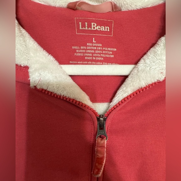 L.L. Bean Women’s Sherpa Lined Full Zip Hoodie Sweatshirt Jacket - Picture 3 of 4